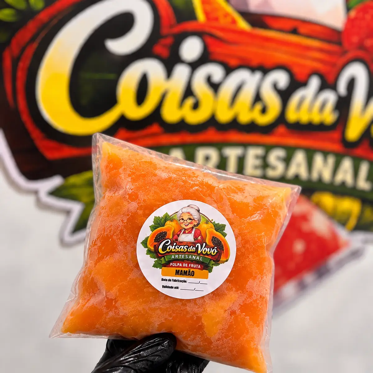 Polpa de mamão — Coisas da Vovó Artesanal — embalagem da Coisas da Vovó Artesanal