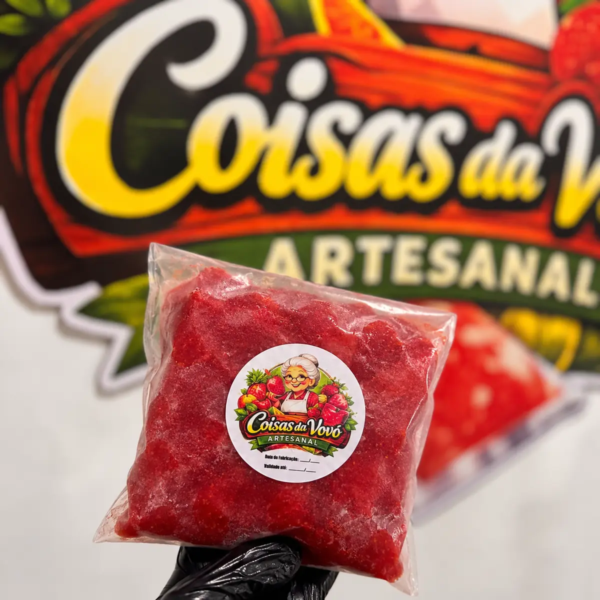 Polpa de morango — Coisas da Vovó Artesanal — embalagem da Coisas da Vovó Artesanal