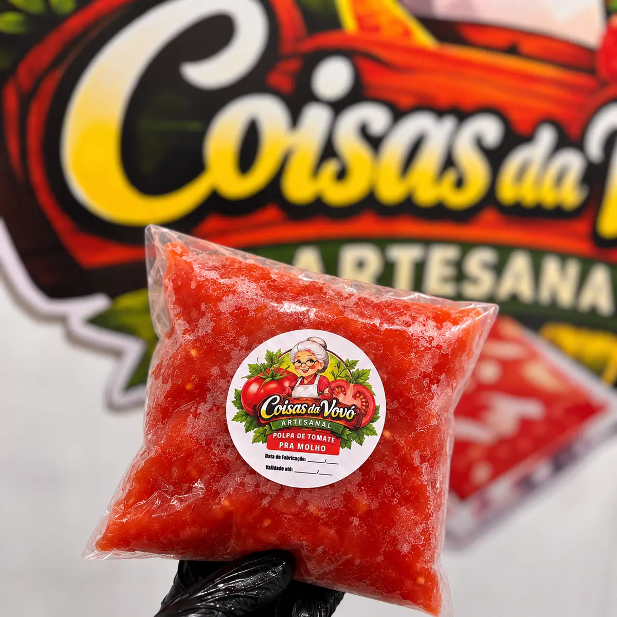 Polpa de tomate para molho — Coisas da Vovó Artesanal — embalagem da Coisas da Vovó Artesanal