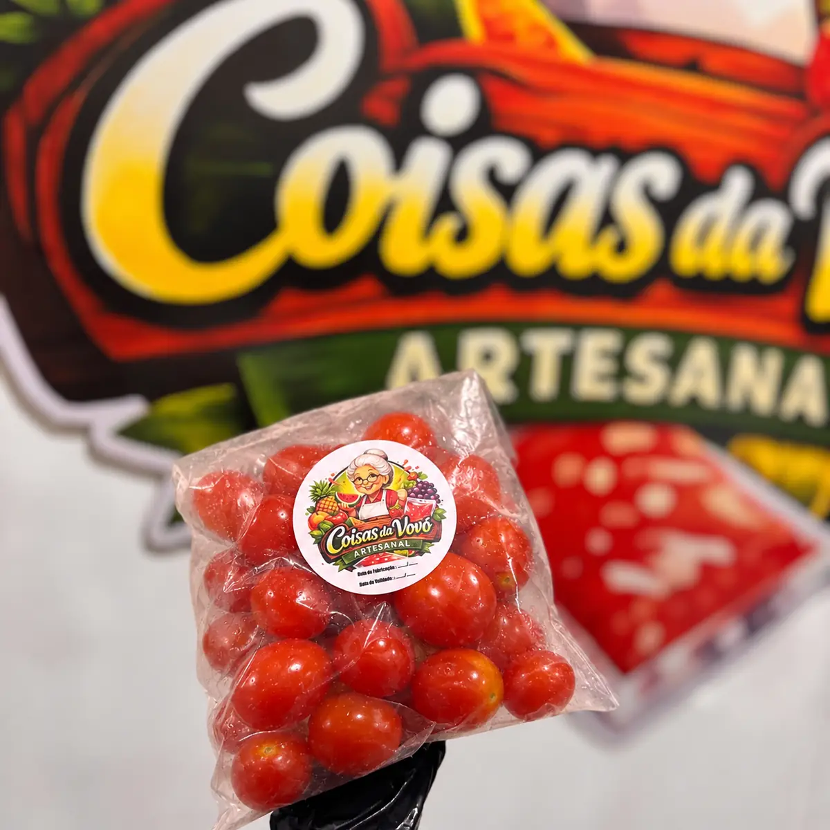 Tomate-cereja — Coisas da Vovó Artesanal — embalagem da Coisas da Vovó Artesanal